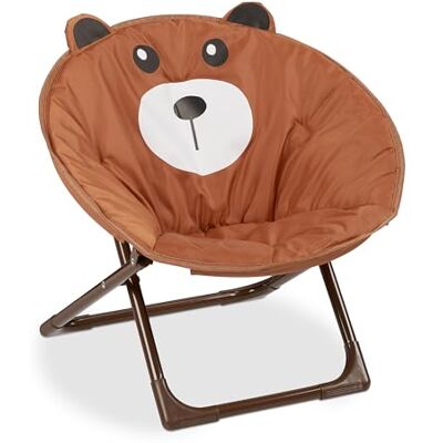 Relaxdays , Beer Maanstoel Kinderen, Meisjes en Jongens, binnen en buiten, opvouwbare stoel, polyester, ijzer, 1 element, bruin Relaxdays , Beer Maanstoel Kinderen, Meisjes en Jongens, binnen en buiten, opvouwbare stoel, polyester, ijzer, 1 element, bruin