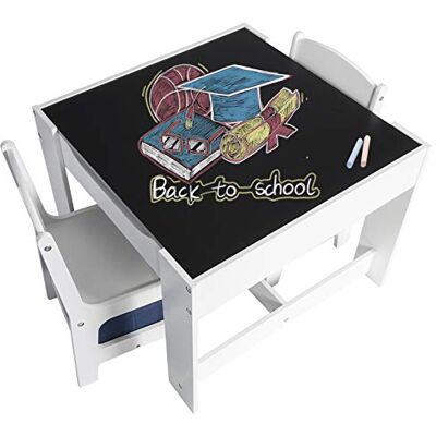 EUGAD Kindertafel met 2 stoelen, stoelset met opbergruimte, kinderzitset, kleurtafel, multifunctionele tafel voor kinderen EUGAD Kindertafel met 2 stoelen, stoelset met opbergruimte, kinderzitset, kleurtafel, multifunctionele tafel voor kinderen