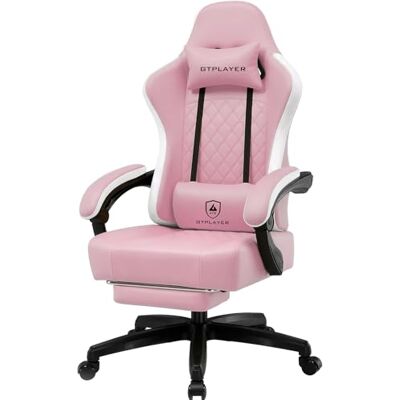 GTPLAYER Ergonomische gamingstoel van kunstleer met verende zitting, geïntegreerde armleuningen en voetensteun, belastbaar tot 150 kg. GTPLAYER Ergonomische gamingstoel van kunstleer met verende zitting, geïntegreerde armleuningen en voetensteun, belastbaar tot 150 kg.