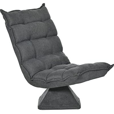 HOMCOM Vloerstoel, luie stoel, relaxstoel, woonkamer, gestoffeerd design, kantelbaar, verstelbare rugleuning, 360 graden draaibaar, coating linnen, grijs gemêleerd HOMCOM Vloerstoel, luie stoel, relaxstoel, woonkamer, gestoffeerd design, kantelbaar, verstelbare rugleuning, 360 graden draaibaar, coating linnen, grijs gemêleerd
