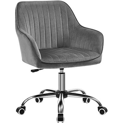 SONGMICS Bureaustoel, draaistoel met fluwelen bekleding, schuimvulling, in hoogte verstelbaar, voor studie, bar, lichtgrijs OBG012G01 SONGMICS Bureaustoel, draaistoel met fluwelen bekleding, schuimvulling, in hoogte verstelbaar, voor studie, bar, lichtgrijs OBG012G01