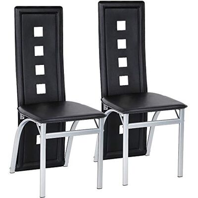 LANTUS Set van 2 moderne eetkamerstoelen van kunstleer met hoge Shienale, keukenstoelen in kunstleer, moderne eetkamerstoelen van kunstleer, zwart, 2 stuks LANTUS Set van 2 moderne eetkamerstoelen van kunstleer met hoge Shienale, keukenstoelen in kunstleer, moderne eetkamerstoelen van kunstleer, zwart, 2 stuks