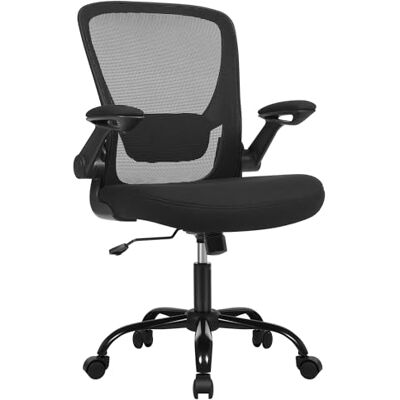 SONGMICS Ergonomische Canvas Bureaustoel, Fauteuil, Gewatteerde Lendensteun, Schommelmechanisme, 53 cm Brede Zitting, Opklapbare Armleuningen, Zwart OBN37BK SONGMICS Ergonomische Canvas Bureaustoel, Fauteuil, Gewatteerde Lendensteun, Schommelmechanisme, 53 cm Brede Zitting, Opklapbare Armleuningen, Zwart OBN37BK