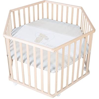 roba Liebhabear Zeshoekige box van hout + boxmat en wielen met remmen, in hoogte verstelbare basis, naturel roba Liebhabear Zeshoekige box van hout + boxmat en wielen met remmen, in hoogte verstelbare basis, naturel