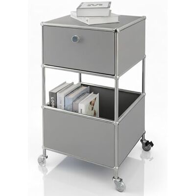 Floordirekt Concept Epure MK-145 Metalen rek voor woonkamer, kantoor, hal, verchroomd grijs, 75 x 40 x 40 cm Floordirekt Concept Epure MK-145 Metalen rek voor woonkamer, kantoor, hal, verchroomd grijs, 75 x 40 x 40 cm