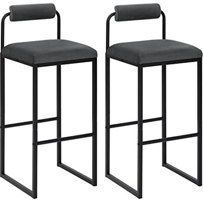 WOLTU Set van 2 barkrukken, hoge barstoelen met rugleuning en voetensteun Barkruk met voetensteun, gestoffeerde metalen kruk, ergonomische kruk voor keuken, eetkamer WOLTU Set van 2 barkrukken, hoge barstoelen met rugleuning en voetensteun Barkruk met voetensteun, gestoffeerde metalen kruk, ergonomische kruk voor keuken, eetkamer