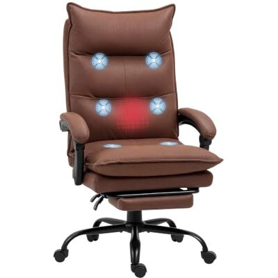Vinsetto Masserende en verwarmende bureaustoel, in hoogte verstelbaar Bureaustoel, ergonomische stoel, kantelbare rugleuning, bekabelde afstandsbediening, 360 graden draaibaar, microvezelstof Vinsetto Masserende en verwarmende bureaustoel, in hoogte verstelbaar Bureaustoel, ergonomische stoel, kantelbare rugleuning, bekabelde afstandsbediening, 360 graden draaibaar, microvezelstof