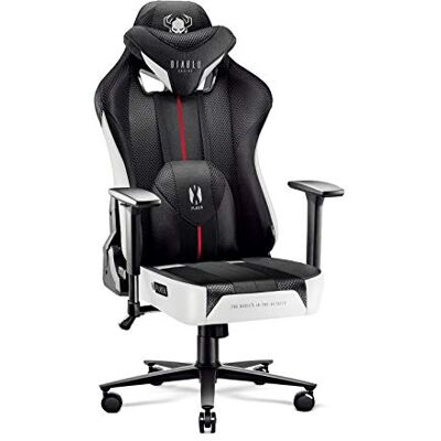 Diablo X-Player 2.0 Gamestoel Gaming Stoel Bureaustoel Stof 3D Armleuningen Ergonomisch Ontwerp Lumbaal/Nekkussen Imitatieleer (Wit-Zwart, Normal (L)) Diablo X-Player 2.0 Gamestoel Gaming Stoel Bureaustoel Stof 3D Armleuningen Ergonomisch Ontwerp Lumbaal/Nekkussen Imitatieleer (Wit-Zwart, Normal (L))