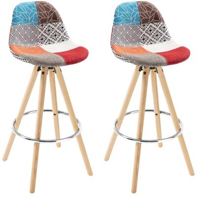 WOLTU Veelkleurig Barkrukken Barstoelen Set van 2 Stal Houten Poten Linnen met Rugleuning En Voetensteun,BH45mf-2 WOLTU Veelkleurig Barkrukken Barstoelen Set van 2 Stal Houten Poten Linnen met Rugleuning En Voetensteun,BH45mf-2