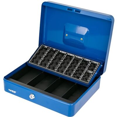 HMF 4215-05 afsluitbare geldcassette met muntenvak, 30,5 x 24 x 8,5 cm, blauw HMF 4215-05 afsluitbare geldcassette met muntenvak, 30,5 x 24 x 8,5 cm, blauw
