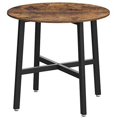 VASAGLE Eettafel klein, ronde keukentafel, voor woonkamer, kantoor, 80 x 75 cm (Ø x H), industrieel ontwerp, vintage bruin-zwart KDT080B01 VASAGLE Eettafel klein, ronde keukentafel, voor woonkamer, kantoor, 80 x 75 cm (Ø x H), industrieel ontwerp, vintage bruin-zwart KDT080B01