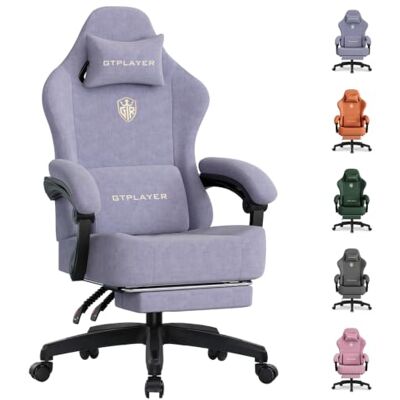 GTPLAYER Gamingstoel, ademend, ergonomisch, hoogwaardige stof, ergonomische stoel van polycarbonaat, rugleuning 160 graden verstelbaar en uittrekbare voetensteun, belasting 180 kg, macaron-paars GTPLAYER Gamingstoel, ademend, ergonomisch, hoogwaardige stof, ergonomische stoel van polycarbonaat, rugleuning 160 graden verstelbaar en uittrekbare voetensteun, belasting 180 kg, macaron-paars