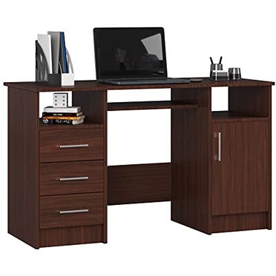 AKORD ANA Computerbureau 124 cm met 1 deur en 3 laden, 124 x 74 x 52 cm (b x h x d), gewicht 46,40 kg, wengé AKORD ANA Computerbureau 124 cm met 1 deur en 3 laden, 124 x 74 x 52 cm (b x h x d), gewicht 46,40 kg, wengé