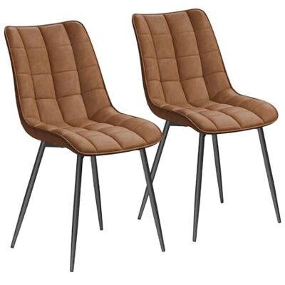 WOLTU BH207hbr-2 Set van 2 eetkamerstoelen met fluwelen zitting en stabiele metalen poten, lichtbruin WOLTU BH207hbr-2 Set van 2 eetkamerstoelen met fluwelen zitting en stabiele metalen poten, lichtbruin