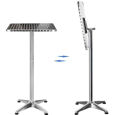 RELOVE Vierkante bistrotafel, inklapbaar, bartafel, in hoogte verstelbaar, voor binnen en buiten, MDF, roestvrij staal, hoog, 2-in-1, aluminium, opvouwbaar, 70 cm/110 cm (60 x 60 x 70/110 cm RELOVE Vierkante bistrotafel, inklapbaar, bartafel, in hoogte verstelbaar, voor binnen en buiten, MDF, roestvrij staal, hoog, 2-in-1, aluminium, opvouwbaar, 70 cm/110 cm (60 x 60 x 70/110 cm
