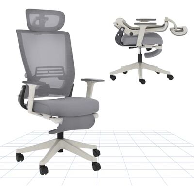 FLEXISPOT Ergonomische opvouwbare bureaustoel voor kleine ruimtes met verstelbare lendensteun, armleuningen en hoofdsteun, mesh bureaustoel met voetensteun voor thuiswerk FLEXISPOT Ergonomische opvouwbare bureaustoel voor kleine ruimtes met verstelbare lendensteun, armleuningen en hoofdsteun, mesh bureaustoel met voetensteun voor thuiswerk