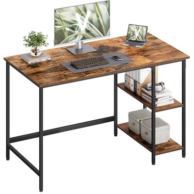 VASAGLE LWD47X Computerbureau met 2 legplanken aan de rechter- of linkerkant voor kantoor, woonkamer, stalen frame, industrieel design, vintagestijl, zwart VASAGLE LWD47X Computerbureau met 2 legplanken aan de rechter- of linkerkant voor kantoor, woonkamer, stalen frame, industrieel design, vintagestijl, zwart