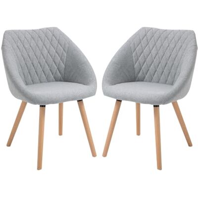 HOMCOM Eetkamerstoelen Scandinavisch design, 2 stuks, linnen, grijs Taps toelopende poten beukenhout, zitting rugleuning ergonomische armleuningen HOMCOM Eetkamerstoelen Scandinavisch design, 2 stuks, linnen, grijs Taps toelopende poten beukenhout, zitting rugleuning ergonomische armleuningen