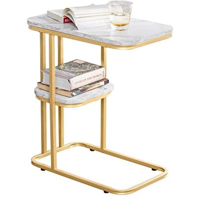 SoBuy Moderne bijzettafel voor bank en nachtkastje, marmereffect, structuur van goudkleurig metaal, 50 x 30 x 58 cm, FBT110-G SoBuy Moderne bijzettafel voor bank en nachtkastje, marmereffect, structuur van goudkleurig metaal, 50 x 30 x 58 cm, FBT110-G