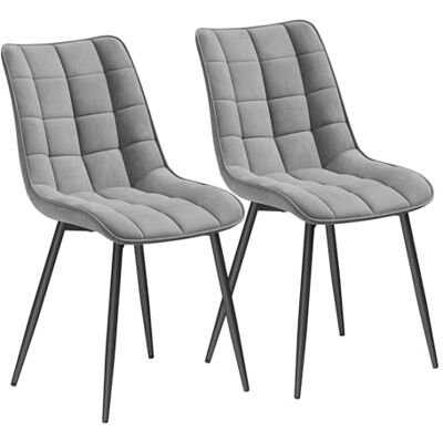 WOLTU BH142hgr-2 Set van 2 eetkamerstoelen met zitting van fluweel en stabiele metalen poten, lichtgrijs WOLTU BH142hgr-2 Set van 2 eetkamerstoelen met zitting van fluweel en stabiele metalen poten, lichtgrijs