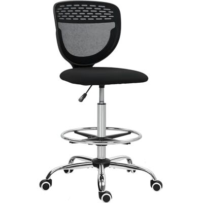 Vinsetto Ergonomische bureaustoel met voetensteun, zonder armleuningen, zwart Vinsetto Ergonomische bureaustoel met voetensteun, zonder armleuningen, zwart