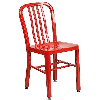 Flash Furniture Metalen stoel voor binnen en buiten, 83,8 x 58,4 x 45,7 cm, rood Flash Furniture Metalen stoel voor binnen en buiten, 83,8 x 58,4 x 45,7 cm, rood