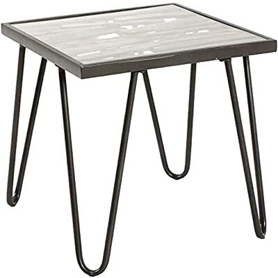 HAKU Moebel bijzettafel stalen buis antraciet-naturel 50x50 HAKU Moebel bijzettafel stalen buis antraciet-naturel 50x50