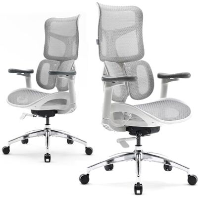 SIHOO Doro S100 Ergonomische bureaustoel met dubbele dynamische lendensteun, 5-traps verstelbare rugleuning, 4D-gecoördineerde armleuningen, max. 135 graden hellingshoek, geschikt voor SIHOO Doro S100 Ergonomische bureaustoel met dubbele dynamische lendensteun, 5-traps verstelbare rugleuning, 4D-gecoördineerde armleuningen, max. 135 graden hellingshoek, geschikt voor