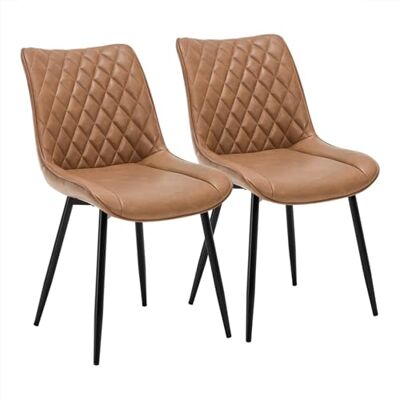 WOLTU ® FurnLAB BH210hbr-2 Eetkamerstoelen, set van 2 stuks, rugleuning en zitting van kunstleer en metalen poten in antieke lederlook, lichtbruin WOLTU ® FurnLAB BH210hbr-2 Eetkamerstoelen, set van 2 stuks, rugleuning en zitting van kunstleer en metalen poten in antieke lederlook, lichtbruin