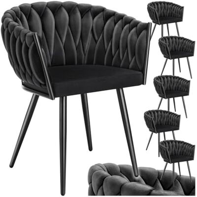 tectake Eetkamerstoelen, set van 6, fluweel met knoopdesign, met armleuning, hoge rugleuning, ergonomisch, gestoffeerde stoel, eetkamerstoelen, keuken en eetkamer, zwart met tectake Eetkamerstoelen, set van 6, fluweel met knoopdesign, met armleuning, hoge rugleuning, ergonomisch, gestoffeerde stoel, eetkamerstoelen, keuken en eetkamer, zwart met