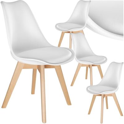 tectake Set van 4 eetkamerstoelen met kuipstoel, moderne keukenstoelen, Scandinavische decoratie voor woonkamer, eetkamer, keuken en kantoor, wit tectake Set van 4 eetkamerstoelen met kuipstoel, moderne keukenstoelen, Scandinavische decoratie voor woonkamer, eetkamer, keuken en kantoor, wit