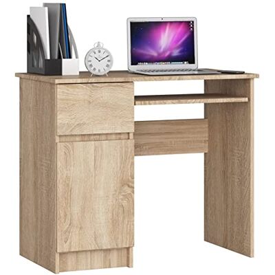 AKORD Piksel Klein bureau met laden, computerbureau, bureau met toetsenbordplaat, lade en vak met deur, decoratie van hout, 90 x 77 x 50 cm (b x h x d), 30 kg, kast AKORD Piksel Klein bureau met laden, computerbureau, bureau met toetsenbordplaat, lade en vak met deur, decoratie van hout, 90 x 77 x 50 cm (b x h x d), 30 kg, kast