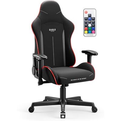 Diablo X-Starter Gamingstoel, ergonomische bureaustoel, stoffen bekleding, verstelbare armleuningen, kantelmechanisme, ergonomische stoel, gamingstoel, zwart (LED) Diablo X-Starter Gamingstoel, ergonomische bureaustoel, stoffen bekleding, verstelbare armleuningen, kantelmechanisme, ergonomische stoel, gamingstoel, zwart (LED)