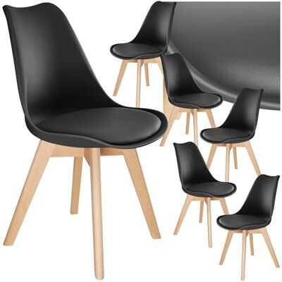 tectake ® Set van 6 eetkamerstoelen, Scandinavisch design, comfortabel, gestoffeerd, met poten van massief hout, voor woonkamer, kaptafel, slaapkamer, keuken, kantoor, kast tectake ® Set van 6 eetkamerstoelen, Scandinavisch design, comfortabel, gestoffeerd, met poten van massief hout, voor woonkamer, kaptafel, slaapkamer, keuken, kantoor, kast