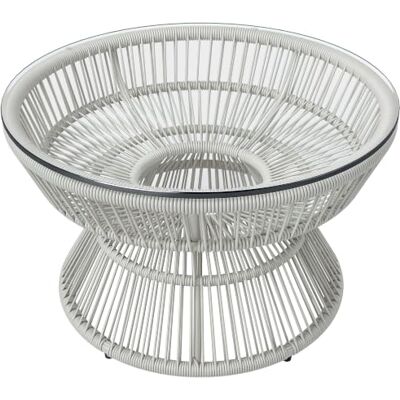 Outsunny Salontafel voor de tuin, rond, Ø 60 x 37 cm, lichtgrijs Bijzettafel voor buiten van kunsthars, rotanlook, tafelblad van gehard glas Outsunny Salontafel voor de tuin, rond, Ø 60 x 37 cm, lichtgrijs Bijzettafel voor buiten van kunsthars, rotanlook, tafelblad van gehard glas