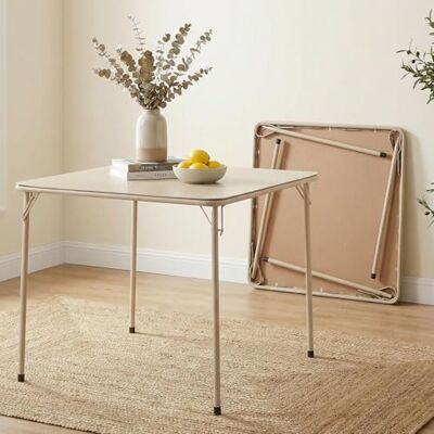 FurnitureR Opvouwbare eettafel, vierkant, compact, met metalen frame, ruimtebesparende tafel voor kleine ruimtes, barbecue, balkon, lichte bekleding van pvc, camel (86 x 86 x 71 cm) FurnitureR Opvouwbare eettafel, vierkant, compact, met metalen frame, ruimtebesparende tafel voor kleine ruimtes, barbecue, balkon, lichte bekleding van pvc, camel (86 x 86 x 71 cm)