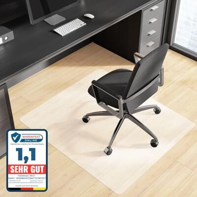 KARAT Bureaustoelmat, transparant, 74 x 120 cm, harde vloerbescherming, polypropyleen, afgeronde hoeken, minimalistische stijl KARAT Bureaustoelmat, transparant, 74 x 120 cm, harde vloerbescherming, polypropyleen, afgeronde hoeken, minimalistische stijl