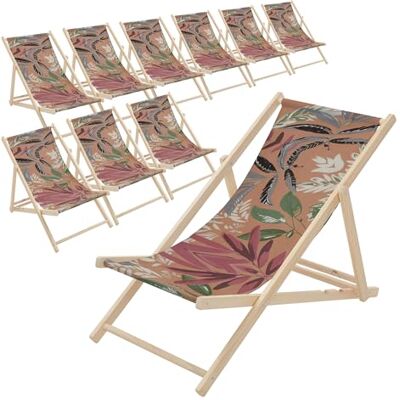 ECD Germany Set van 10 klapstoelen van Chileense hout, bloemenmotief, bruin-rood-groen, verstelbare rugleuning, 3 ligposities, tot 120 kg, stoffen zonnebad, strand of tuin ECD Germany Set van 10 klapstoelen van Chileense hout, bloemenmotief, bruin-rood-groen, verstelbare rugleuning, 3 ligposities, tot 120 kg, stoffen zonnebad, strand of tuin