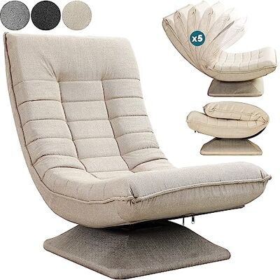 Casaria ® Vloerstoel 360° verstelbare rugleuning Opvouwbaar Maximale belasting: 150 kg 60 x 105 x 87 cm Gestoffeerd Voor de woonkamer Crème Casaria ® Vloerstoel 360° verstelbare rugleuning Opvouwbaar Maximale belasting: 150 kg 60 x 105 x 87 cm Gestoffeerd Voor de woonkamer Crème