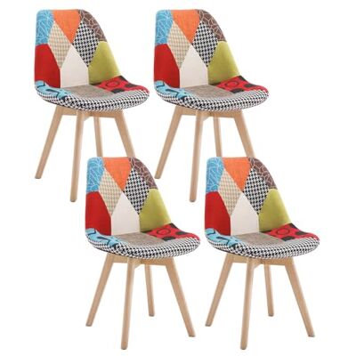 WOLTU BH29mf-4 Eetkamerstoel keukenstoel set van 4 in Linnen en massief hout,stoel Veelkleurig WOLTU BH29mf-4 Eetkamerstoel keukenstoel set van 4 in Linnen en massief hout,stoel Veelkleurig