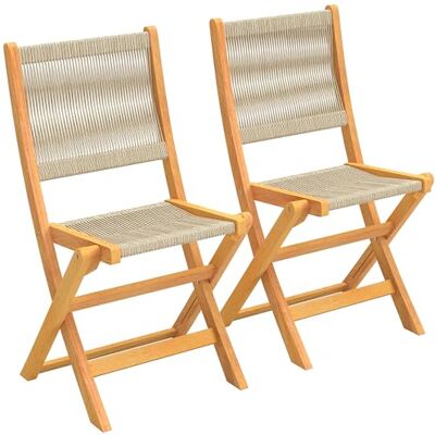 Outsunny Set van 2 klapstoelen voor buiten, van FSC-acaciahout Outsunny Set van 2 klapstoelen voor buiten, van FSC-acaciahout