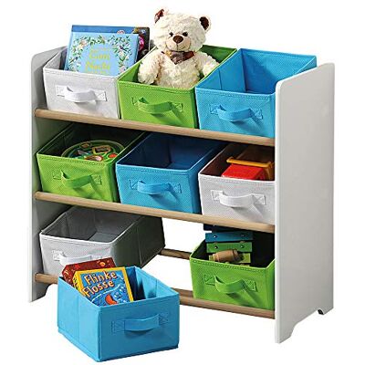 Kesper Kinderrek met dozen, materiaal: vezelplaat, afmetingen: 66 x 30 x 59,5 cm, kleuren: wit, groen, blauw 17716 13 Kesper Kinderrek met dozen, materiaal: vezelplaat, afmetingen: 66 x 30 x 59,5 cm, kleuren: wit, groen, blauw 17716 13