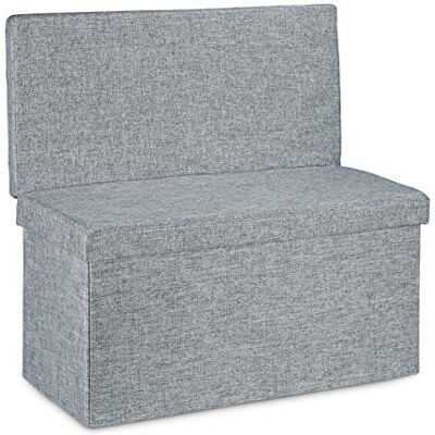 Relaxdays 10020373 Linnen opvouwbare opbergkruk met rugleuning rugsteun opbergkist poef poef h x b d: 73 x 76 x 38 cm voetensteun opbergbank met deksel, grijs Relaxdays 10020373 Linnen opvouwbare opbergkruk met rugleuning rugsteun opbergkist poef poef h x b d: 73 x 76 x 38 cm voetensteun opbergbank met deksel, grijs