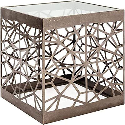 HAKU Möbel bijzettafel brons, metaal, gehard glas 8 mm Dim.: L 50 cm x H 50 cm x D 50 cm, Stijl: Art Deco HAKU Möbel bijzettafel brons, metaal, gehard glas 8 mm Dim.: L 50 cm x H 50 cm x D 50 cm, Stijl: Art Deco