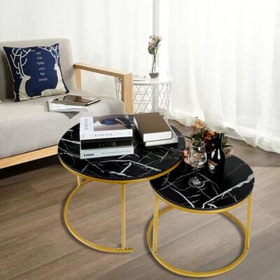 LANTUS Salontafel voor woonkamer, geschikt voor ramen en erker, 2-delige koffietafel, moderne ronde salontafel, ronde uitschuiftafel, B (60 x 60 x 45 e 40 x 40 x 38) Gamba Dorata LANTUS Salontafel voor woonkamer, geschikt voor ramen en erker, 2-delige koffietafel, moderne ronde salontafel, ronde uitschuiftafel, B (60 x 60 x 45 e 40 x 40 x 38) Gamba Dorata