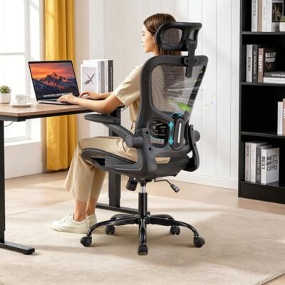 COMHOMA Chaise de bureau, chaise de bureau ergonomique en maille avec double couche en maille respirante, soutien lombaire adaptable, appui-tête réglable, pour bureau à domicile, chaise pivotante 150 COMHOMA Chaise de bureau, chaise de bureau ergonomique en maille avec double couche en maille respirante, soutien lombaire adaptable, appui-tête réglable, pour bureau à domicile, chaise pivotante 150