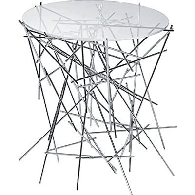 Alessi A di Blow Up Kleine tafel met verchroomde stalen voet en glasplaat Alessi A di Blow Up Kleine tafel met verchroomde stalen voet en glasplaat