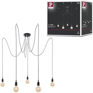 Paulmann Neordic 50389 Ketil hanglamp, 5 lampen, spin, max. 5 x 60 W, hanglamp zonder lamp, zwart, plafondlamp, siliconen, metaal, E27 Paulmann Neordic 50389 Ketil hanglamp, 5 lampen, spin, max. 5 x 60 W, hanglamp zonder lamp, zwart, plafondlamp, siliconen, metaal, E27
