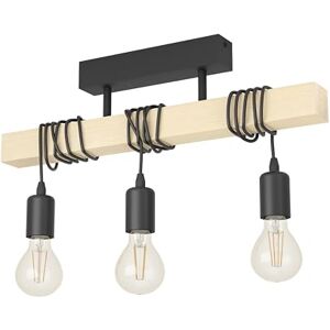 EGLO TOWNSHEND 3 plafondlamp, vintage plafondlamp met 3 vlammen in industrieel design, retro hanglamp van staal en hout, zwart, bruin, FSC-gecertificeerd, E27-fitting EGLO TOWNSHEND 3 plafondlamp, vintage plafondlamp met 3 vlammen in industrieel design, retro hanglamp van staal en hout, zwart, bruin, FSC-gecertificeerd, E27-fitting