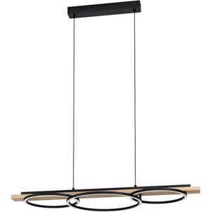EGLO Boyal Led-hanglamp met 3 vlammen, dimbaar, hanglamp van metaal, hout, kunststof, eettafellamp in zwart, bruin, wit, woonkamerlamp hangend,zwart, bruin. EGLO Boyal Led-hanglamp met 3 vlammen, dimbaar, hanglamp van metaal, hout, kunststof, eettafellamp in zwart, bruin, wit, woonkamerlamp hangend,zwart, bruin.